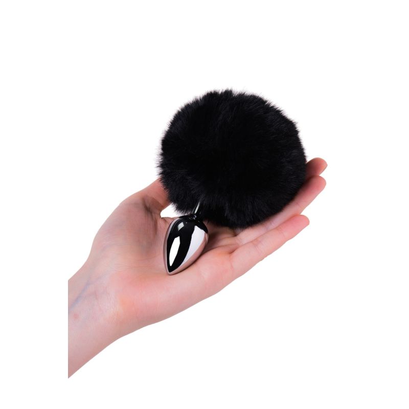 Lovetoy Silver Metal Anal Plug Small W Black Tail