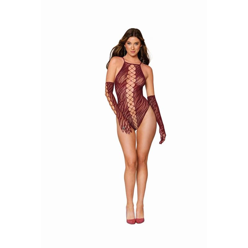 Dreamgirl Teddy W Gloves Burgundy