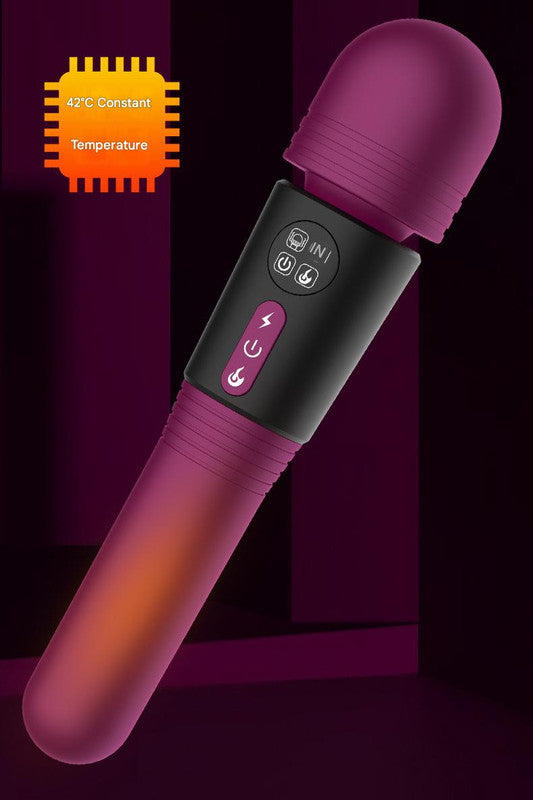 (Green) Powerful Dual Stimulation Wand Vibrator - Heated Tip, Multi-Mode, LCD Display