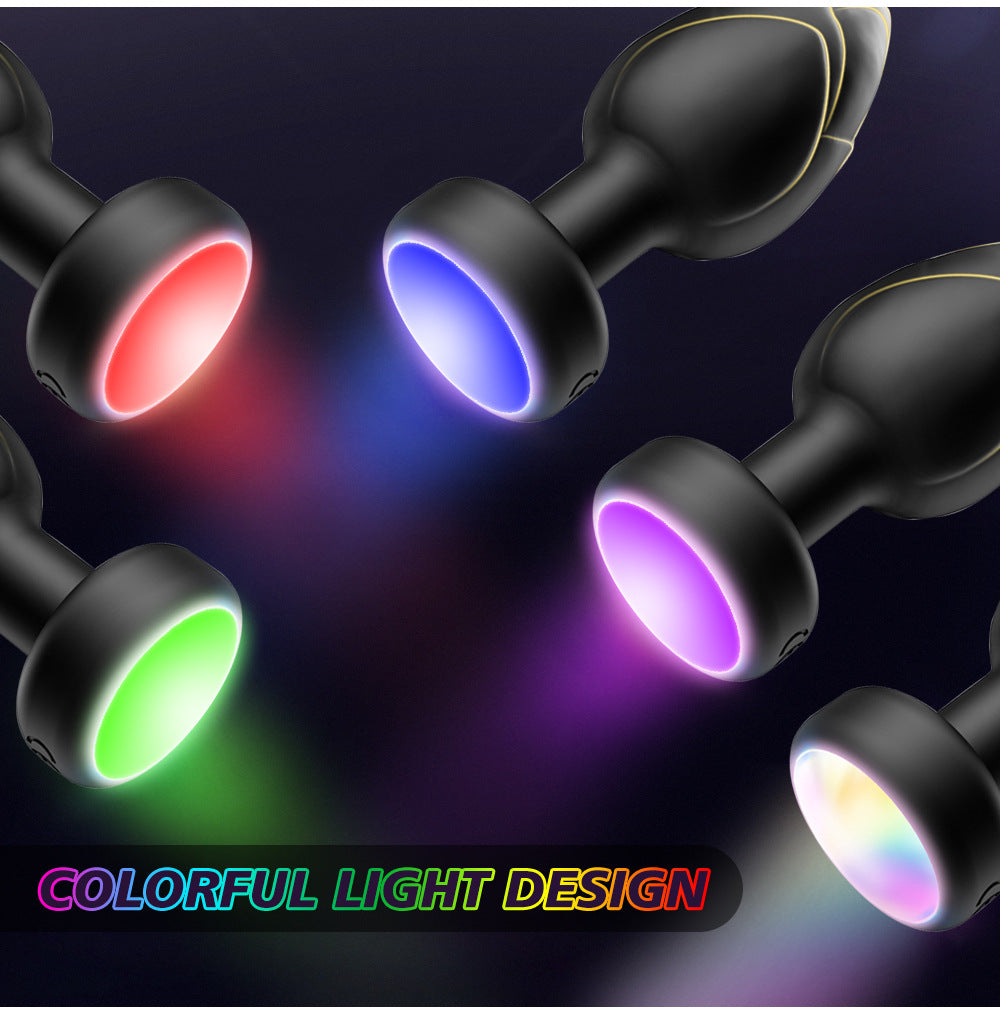 Black Luminous LED Vibrating Anal Plug with Wireless Remote - 10 Speeds, 7 Light Modes, Waterproof Silicone