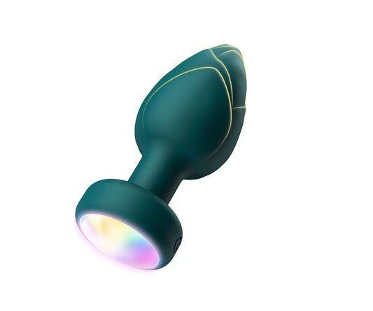 Green Luminous LED Vibrating Anal Plug with Wireless Remote - 10 Speeds, 7 Light Modes, Waterproof Silicone