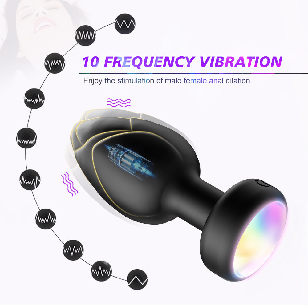 Green Luminous LED Vibrating Anal Plug with Wireless Remote - 10 Speeds, 7 Light Modes, Waterproof Silicone